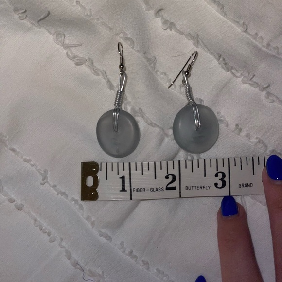 Set of drop earrings- silver and pale blue - Picture 2 of 3